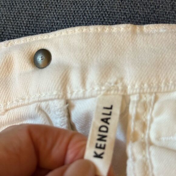 Grlfrnd Kendall White Noise Denim Cropped Jeans with Zip Ankle. Size 24. - Picture 9 of 14